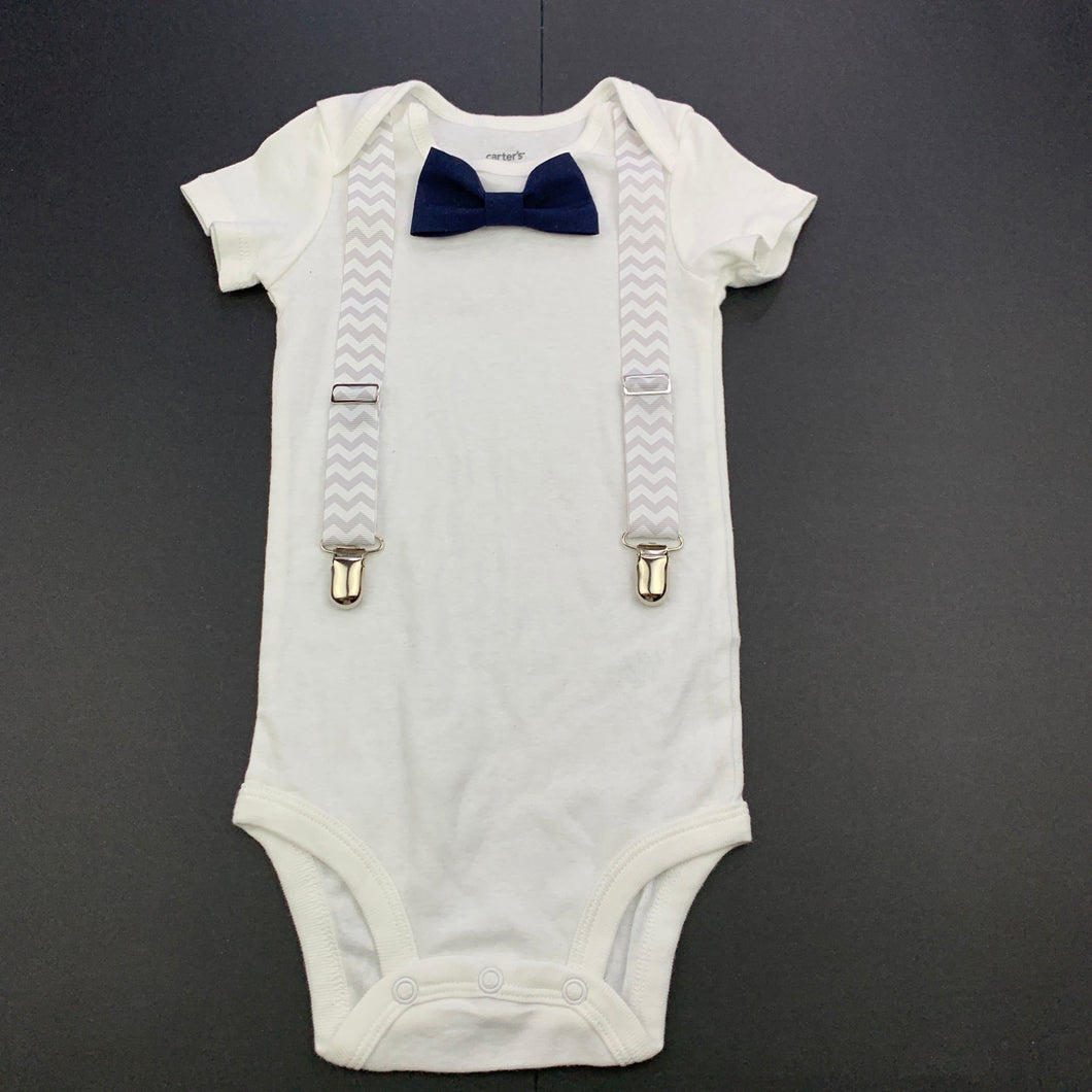 Boys Carters, cotton bodysuit / romper, detachable braces, EUC, size 12 months,  