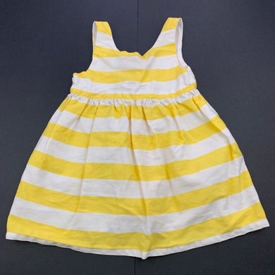 Girls Lottie Clothing, yellow & white stripe casual dress, GUC, size 0, L: 38cm