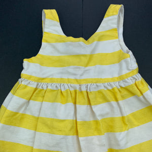 Girls Lottie Clothing, yellow & white stripe casual dress, GUC, size 0, L: 38cm