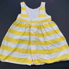 Load image into Gallery viewer, Girls Lottie Clothing, yellow &amp; white stripe casual dress, GUC, size 0, L: 38cm