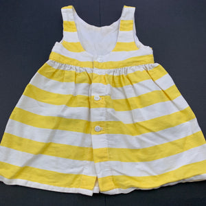 Girls Lottie Clothing, yellow & white stripe casual dress, GUC, size 0, L: 38cm