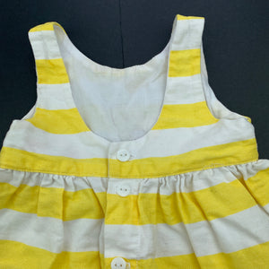 Girls Lottie Clothing, yellow & white stripe casual dress, GUC, size 0, L: 38cm