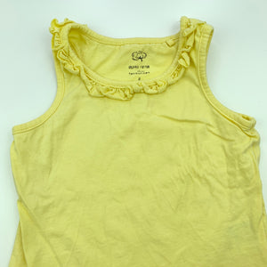Girls Favourites, yellow organic cotton singlet top, FUC, size 2,  