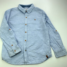 Load image into Gallery viewer, Boys Milkshake, blue cotton long sleeve shirt, marks on cuffs, FUC, size 7,  