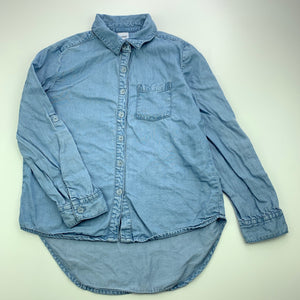 Girls Anko, blue lyocell long sleeve shirt, GUC, size 7,  
