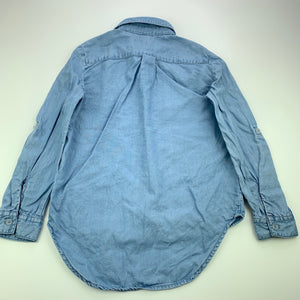 Girls Anko, blue lyocell long sleeve shirt, GUC, size 7,  