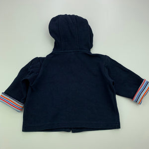 Boys Target, navy cotton hooded top, FUC, size 00,  