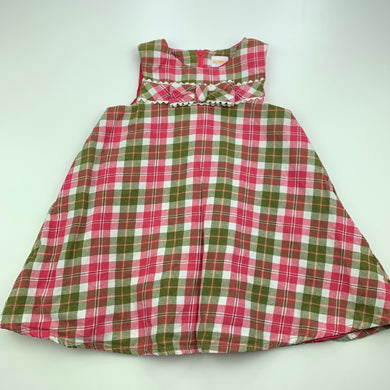Girls Gymboree, lined checked cotton party dress, GUC, size 1, L: 43cm