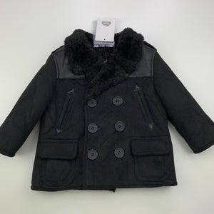 Boys Bardot Junior, fleece lined faux suede jacket / coat, NEW, size 00,  