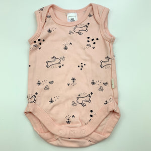 Girls Kids & Co, pink organic cotton singletsuit / romper, GUC, size 000,  
