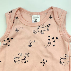 Girls Kids & Co, pink organic cotton singletsuit / romper, GUC, size 000,  