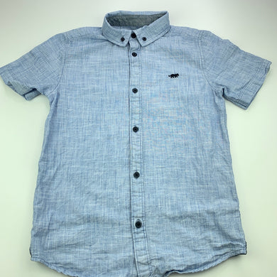 Boys Target, blue cotton short sleeve shirt, light mark on front, FUC, size 10,  