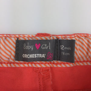 Girls Orchestra, soft feel stretch cotton pants, adjustable, EUC, size 12 months