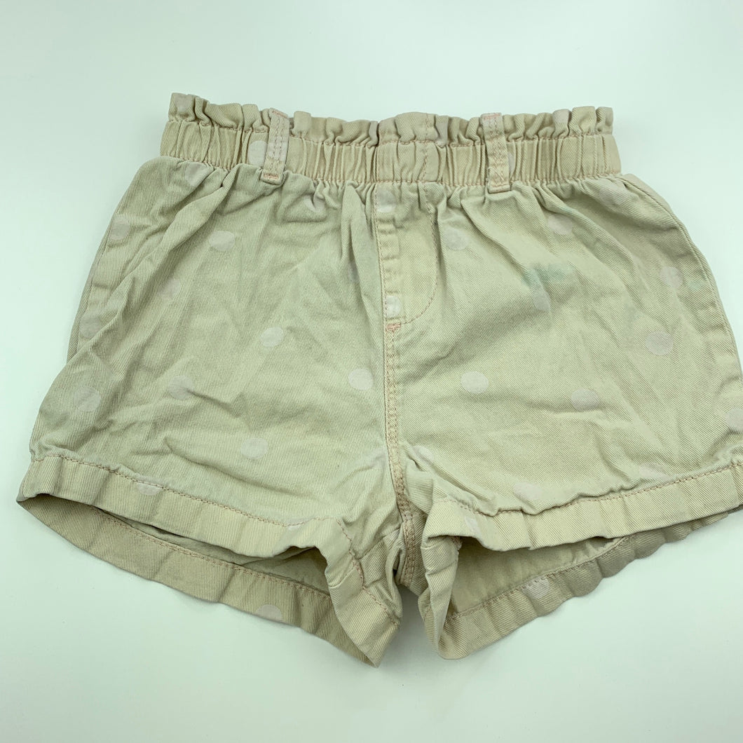 Girls Target, beige cotton shorts, elasticated, FUC, size 6,  