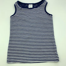 Load image into Gallery viewer, Girls Target, navy stripe singlet / tank top, lace detail, EUC, size 5,  