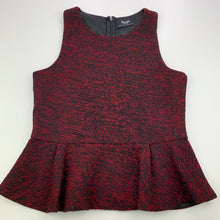 Load image into Gallery viewer, Girls Bardot Junior, lined red &amp; black peplum top, GUC, size 12,  