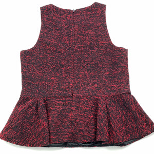Girls Bardot Junior, lined red & black peplum top, GUC, size 12,  
