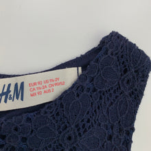 Load image into Gallery viewer, Girls H&amp;M, lined navy floral lace party dress, EUC, size 2, L: 45cm
