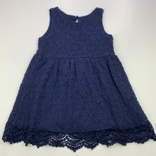 Load image into Gallery viewer, Girls H&amp;M, lined navy floral lace party dress, EUC, size 2, L: 45cm