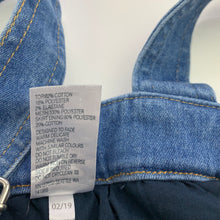 Load image into Gallery viewer, Girls Anko, stretch denim &amp; tulle overalls dress / pinafore, EUC, size 4, L: 56cm