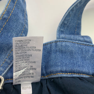 Girls Anko, stretch denim & tulle overalls dress / pinafore, EUC, size 4, L: 56cm