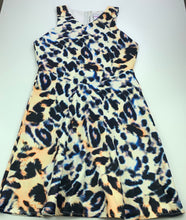 Load image into Gallery viewer, Girls Mango, animal print soft feel party dress, small catches, FUC, size 14, L: 84cm