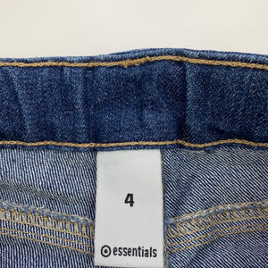 Girls Target, blue stretch denim jeans, adustable, Inside leg: 38.5cm, FUC, size 4,  