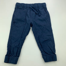 Load image into Gallery viewer, Boys Anko, navy lightweight cotton pants, elasticated, Inside leg: 26.5cm, EUC, size 1,  
