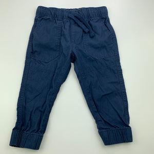 Boys Anko, navy lightweight cotton pants, elasticated, Inside leg: 26.5cm, EUC, size 1,  