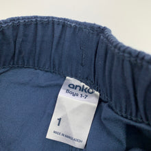 Load image into Gallery viewer, Boys Anko, navy lightweight cotton pants, elasticated, Inside leg: 26.5cm, EUC, size 1,  