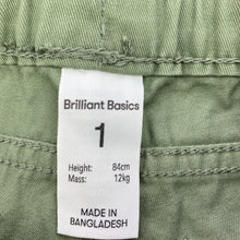 Load image into Gallery viewer, Boys Brilliant Basics, khaki cotton pants, elasticated, Inside leg: 32.5cm, NEW, size 1,  