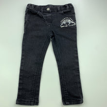 Load image into Gallery viewer, Girls H&amp;T, black stretch denim jeans, adjustable, Inside leg: 33cm, GUC, size 2,  