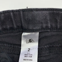 Load image into Gallery viewer, Girls H&amp;T, black stretch denim jeans, adjustable, Inside leg: 33cm, GUC, size 2,  