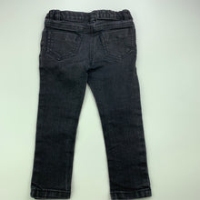 Load image into Gallery viewer, Girls H&amp;T, black stretch denim jeans, adjustable, Inside leg: 33cm, GUC, size 2,  