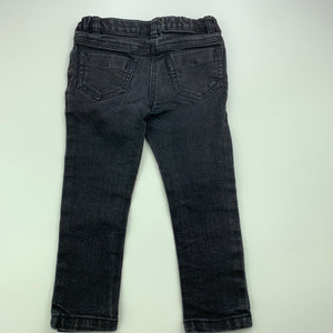 Girls H&T, black stretch denim jeans, adjustable, Inside leg: 33cm, GUC, size 2,  