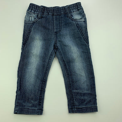 Boys Sprout, blue stretch denim pants, elasticated, FUC, size 00,  