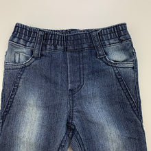 Load image into Gallery viewer, Boys Sprout, blue stretch denim pants, elasticated, FUC, size 00,  