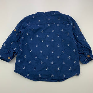 Boys H&M, linen / cotton blend long sleeve shirt, GUC, size 1,  