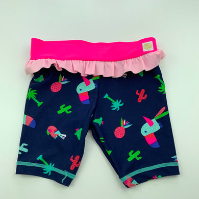 Girls Cancer Council, navy & pink swim shorts, EUC, size 00,  