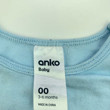 Load image into Gallery viewer, unisex Anko, blue cotton bodysuit / romper, giraffes, FUC, size 00,  