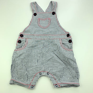 unisex Sprout, striped lightweight cotton overalls / shortalls, GUC, size 000,  