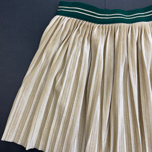 Girls Sista, gold velvet pleated skirt, elasticated, L: 29.5cm, EUC, size 4,  