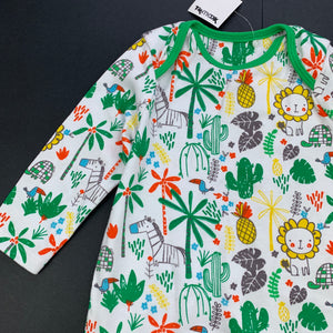 unisex Mini Club, cotton coverall / romper, jungle animals, NEW, size 000,  