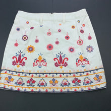 Load image into Gallery viewer, Girls Gum, lined embroidered cotton skirt, adjustable, L: 38.5cm, EUC, size 12,  