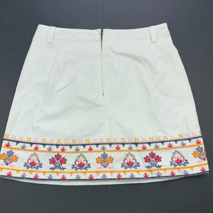 Girls Gum, lined embroidered cotton skirt, adjustable, L: 38.5cm, EUC, size 12,  