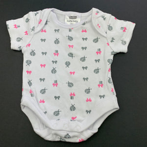 Girls Baby Baby, white cotton bodysuit / romper, ladybirds, GUC, size 0000,  
