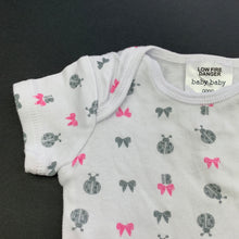 Load image into Gallery viewer, Girls Baby Baby, white cotton bodysuit / romper, ladybirds, GUC, size 0000,  