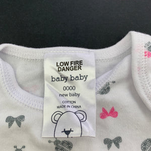 Girls Baby Baby, white cotton bodysuit / romper, ladybirds, GUC, size 0000,  
