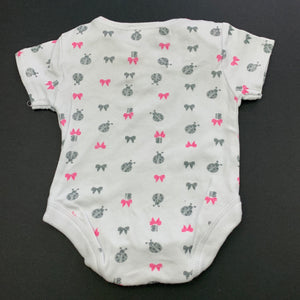 Girls Baby Baby, white cotton bodysuit / romper, ladybirds, GUC, size 0000,  
