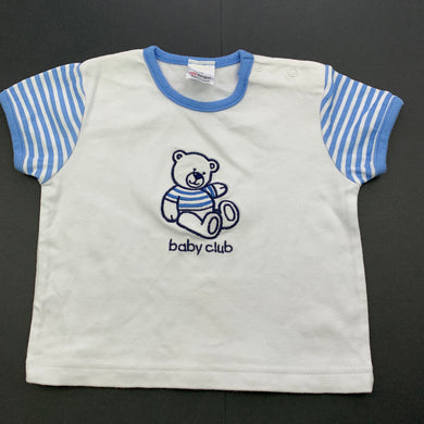 Boys Target, white cotton t-shirt / top, bear, EUC, size 00,  